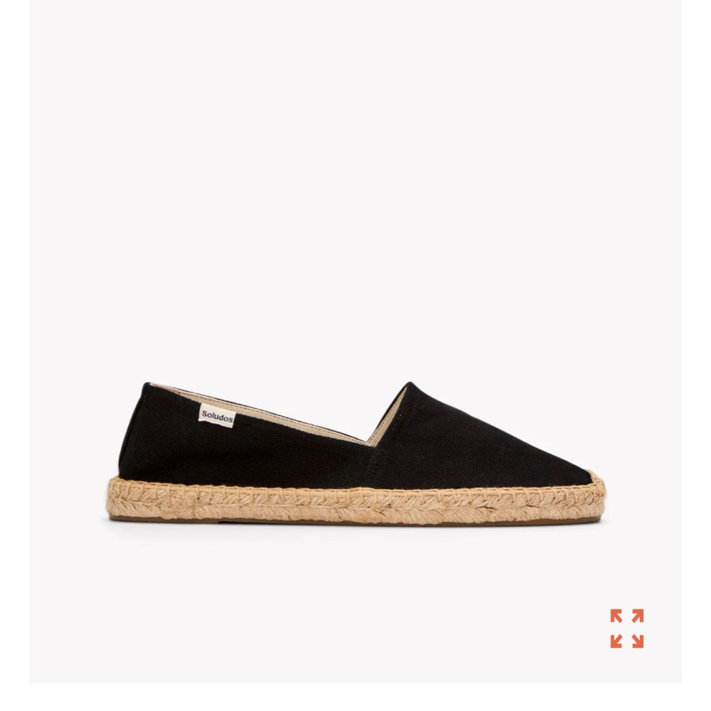 SOLUDOS The Original Espadrille, Noche Black, Size 7, 100% organic cotton canvas